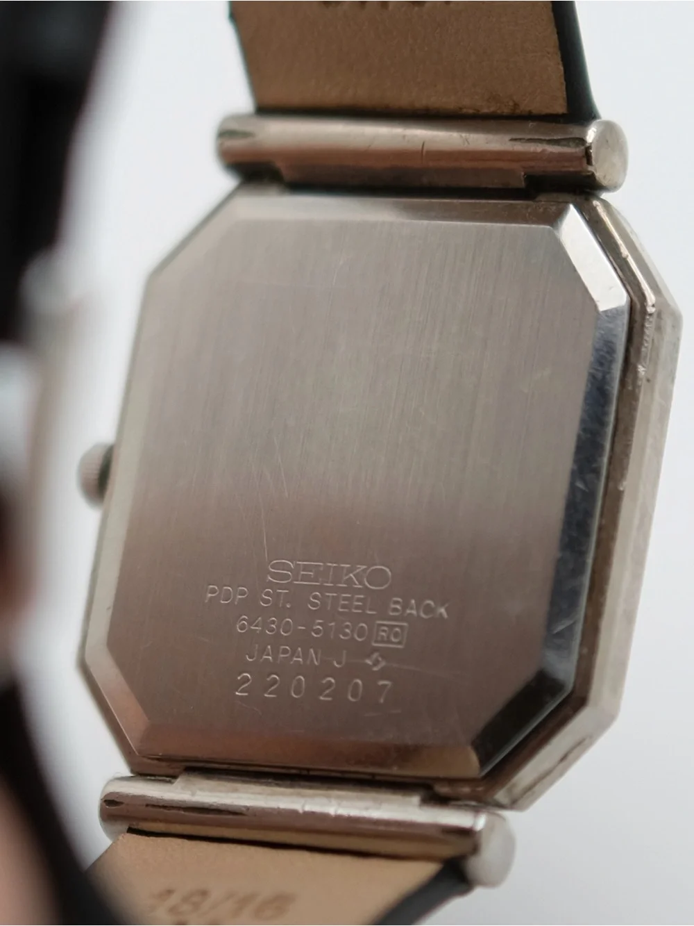 Seiko Black Octagonal Quartz Watch with Silver Accents